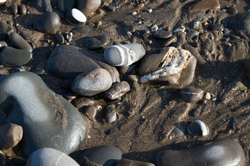 Variety of different stones on Cornwall beach