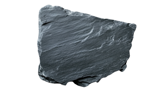 Dark grey shale stone isolated on transparent background