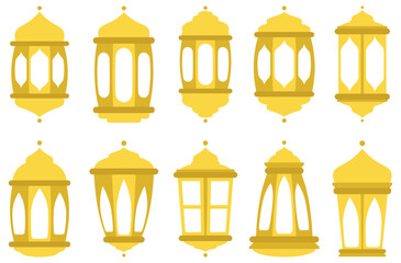 Set Of Islamic Lantern Ramadhan Eid Mubarak