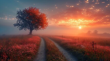  depicting the serene beauty of a countryside landscape, where time seems to slow down, inviting viewers to embrace the simple joys of nature and the unhurried pace of life