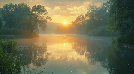  depicting the serene beauty of a countryside landscape, where time seems to slow down, inviting viewers to embrace the simple joys of nature and the unhurried pace of life