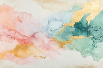 A closeup of a colorful watercolor painting on white background