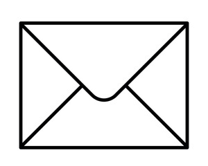envelope, black and white vector illustration of letter and e-mail icon symbol, isolated on white