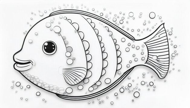recommend clip art: Enjoy creating with a fun dot to dot coloring page featuring a cartoon fish swimming among bubbles