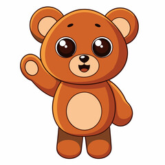 Obraz premium illustration of teddy bear and cute little bear standing and feeling happy