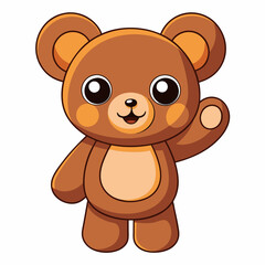 Obraz premium illustration of teddy bear and cute little bear standing and feeling happy
