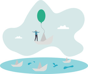 Think different, innovation to change from routine traditional thinking .business concept.flat character.