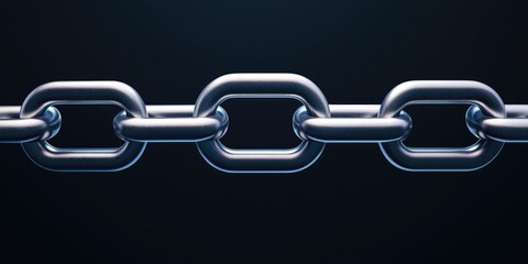 Close-up of a metallic chain on a dark background.