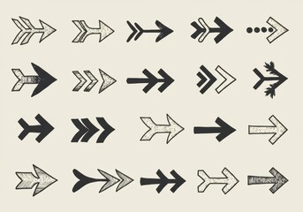 Collection of Hand-Drawn Vector Arrows with Organic Flowing Lines Offering a Unique and Artistic Style