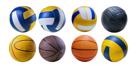 Various Sports Balls for Volleyball and Basketball Games Display