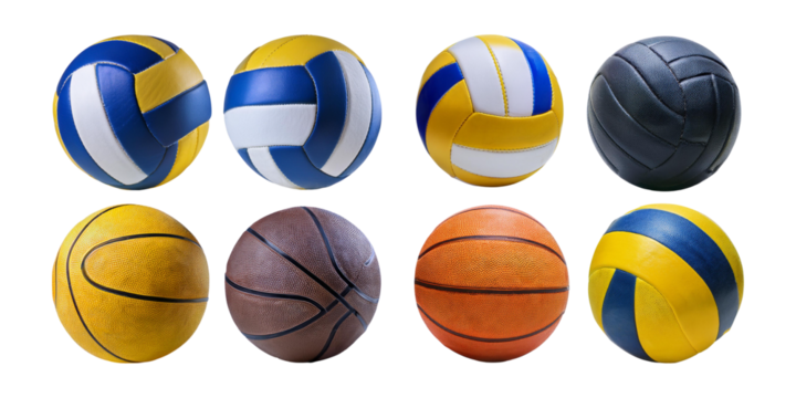 Various Sports Balls for Volleyball and Basketball Games Display