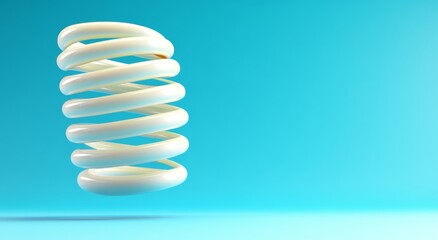 White Glowing Spiral Band Floating Against a Blue Background