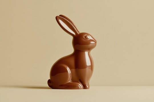 Bunny Silhouette in Dark Chocolate Against a Plain White Background for Minimalist Microstock Photography