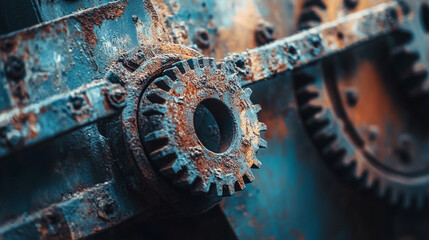 Rusty gears and mechanisms reveal industrial age beauty in close-up detail