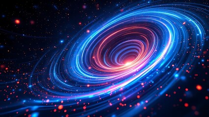 5G technology wireless data transmission, high-speed internet. Information flow in abstract cyberspace. 3d illustration of big data digital funnel