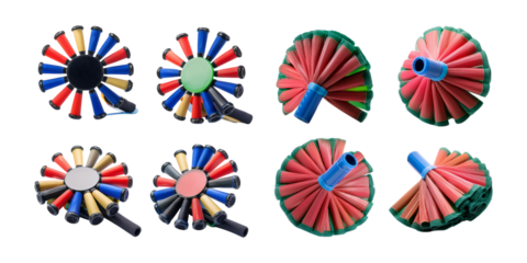 Colorful Rolling Paint Applicators in Various Arrangements and Sizes, isolated on transparent background