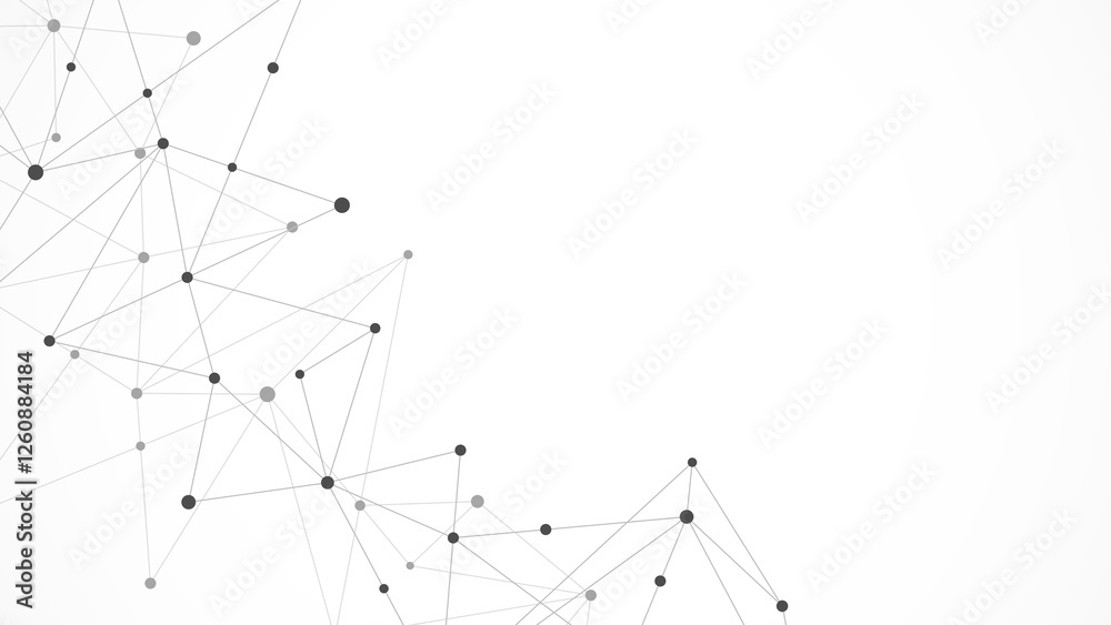 Fototapete Minimalistic design with connecting the dots and lines. Abstract geometric background of science and technology concept