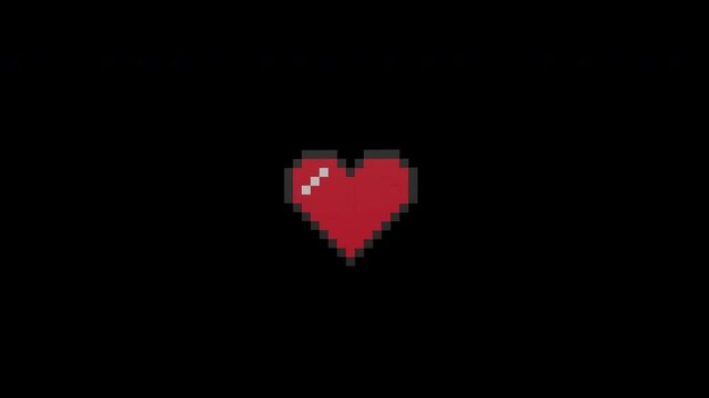 Pixel Heart 3D Model Scale Down Rotate 4K File MOV RGB Alpha Apple ProRes 4444