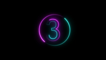  A  circular illustration, and glowing neon 3 number illustration . on a black background.and creating a illustration stunning .
