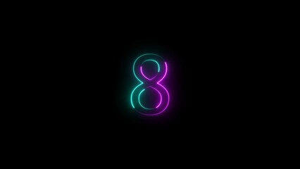    glowing neon 8 number illustration . on a black background.and creating a illustration stunning .