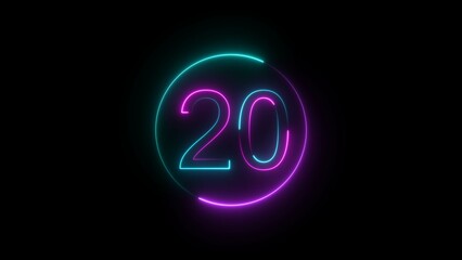    glowing neon 20 number illustration . on a black background.and creating a illustration stunning .