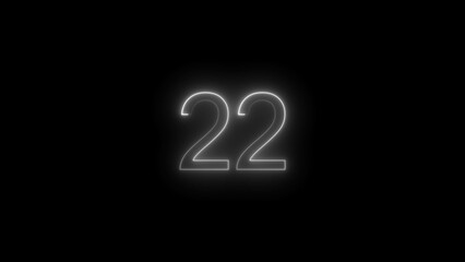    glowing neon 22 number illustration . on a black background.and creating a illustration stunning .