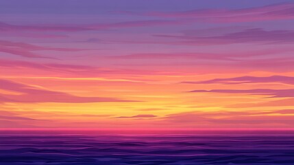 Fototapeta premium Vibrant Sunset Over Calm Ocean Waters