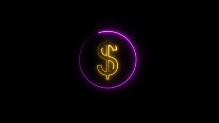    glowing neon dolar icon illustration . on a black background.and creating a illustration stunning .