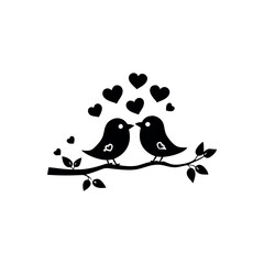 Black Silhouette valentine day love bird vector