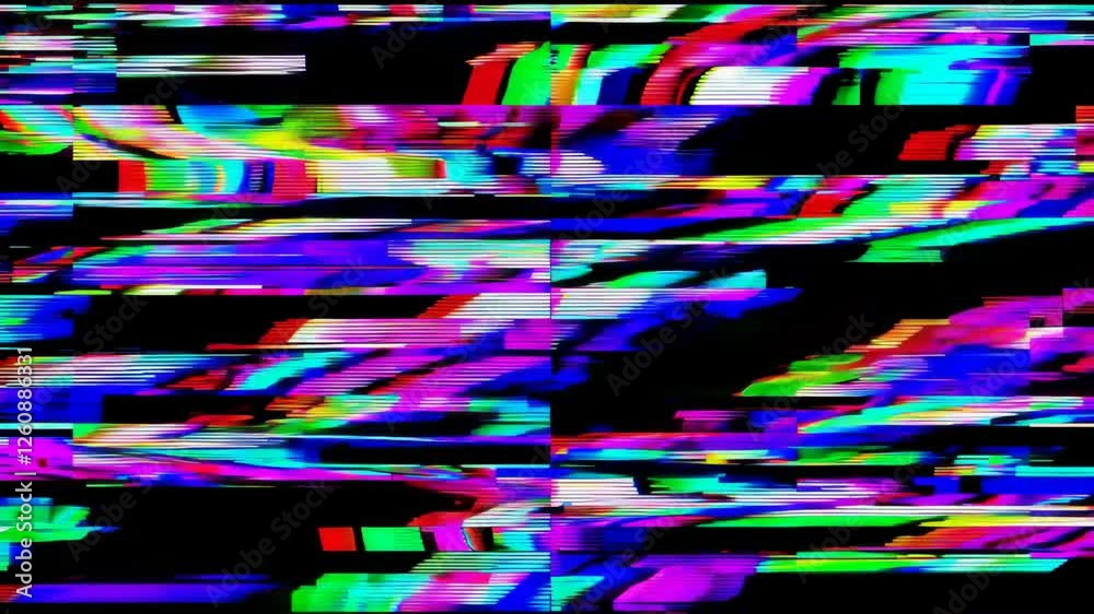 Aufkleber Colorful digital glitch background with abstract distortion, retro technology aesthetics concept