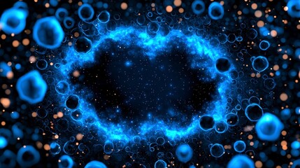 Abstract Glowing Circle Frame With Particles