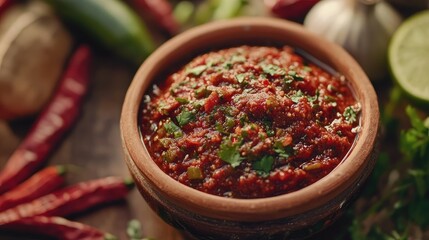 Chutney, traditional dish of indian cuisine, selective focus