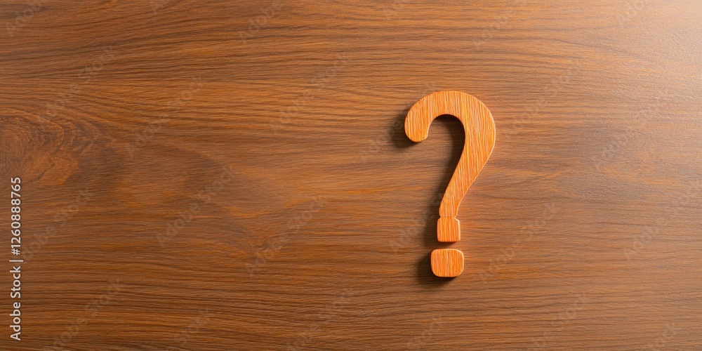 Poster warm minimalist wooden question mark on textured surface - contemporary design element for modern in