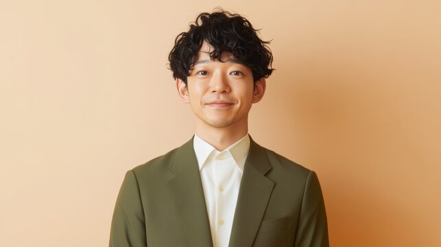 Contemporary Professional Portrait of Young Male in Earth-Tone Suit - Modern Corporate Identity and Branding for Business Innovation and Digital Marketing