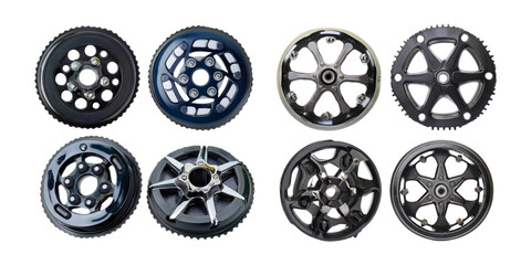 Various Car Wheels and Rims on a White Background for Automotive Use