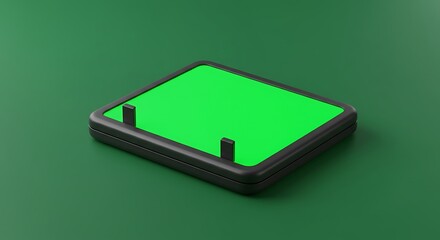 Isolated Green Screen Tablet with Stand Mockup on Green Background