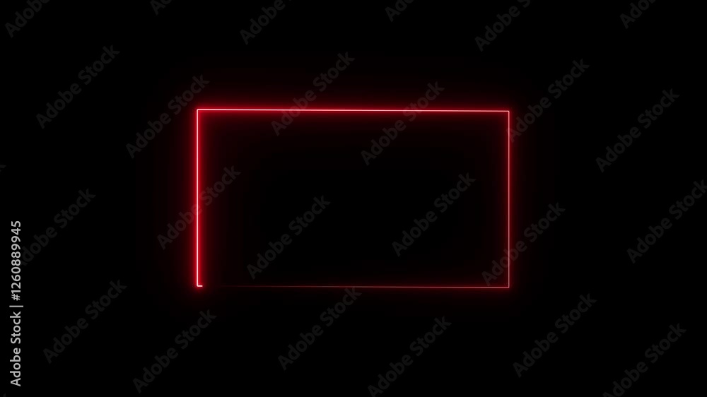 Wall mural rectangle glowing neon frame background animation, glowing neon rectangle border frame in the shape 