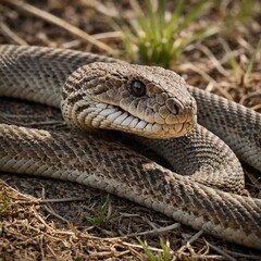 Fototapeta premium A rattlesnake coiled and ready to strike.
