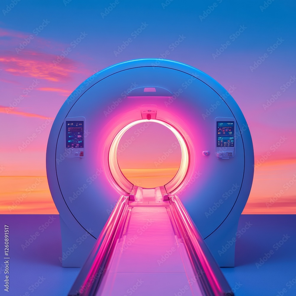 Aufkleber neon gradient diagnostic imaging innovative medical scanner with futuristic interface - transformati