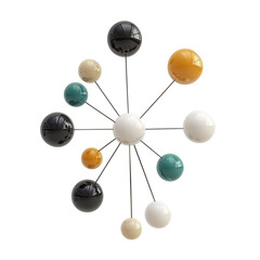 Modern abstract art sculpture with colorful spheres living room decorative object minimalist style transparent background