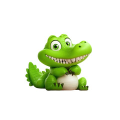 Fototapeta premium Playful green alligator toy studio setting image with transparent background fun and whimsical vibes