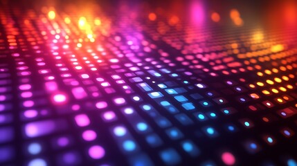 Abstract Colorful Grid of Illuminated Lights