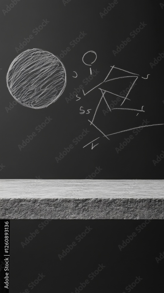 Poster Minimalist Geometric Chalkboard Design Mathematical Equations on Textured Blackboard Surface - Academic Decor for Modern Learning Spaces and Educational Branding