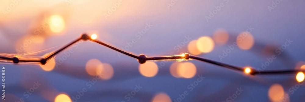 Aufkleber Linear Light Path Visualization Illuminated Connection Nodes in Soft Focus - Modern Data Communication and Artistic Network Display for Tech Innovations