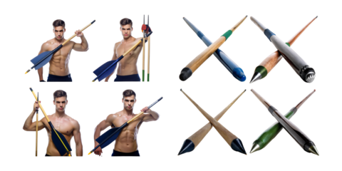 Young Male Model with Archery Bow and Arrows in Studio Setting