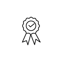 Quality or approved medal with check. Guarantee certificate medal with check approved, isolated on white. Approved flat style medal,