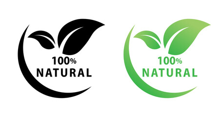 100% Natural Logo | Organic & Eco-Friendly Badge | Sustainable Label