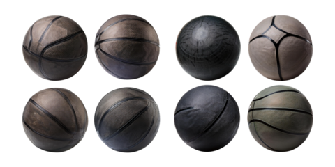 Collection of Various Textured Basketballs on Black Background