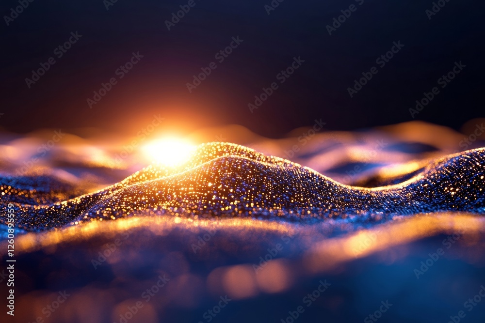 Poster Digital Intelligence Wave Abstract Holographic Neural Network on Dark Blue for Futuristic AI-Powered Education and Smart EdTech Solutions