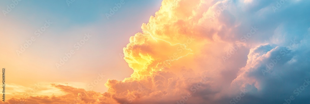 Aufkleber dramatic lightning aesthetic massive bolts in turbulent clouds - atmospheric for weather documentati